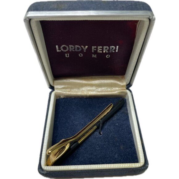 Lot Of 4 Tie Clips Metal Gold Uomo Charles Jourdan Trussardi Lancel Vintage - Picture 3 of 13